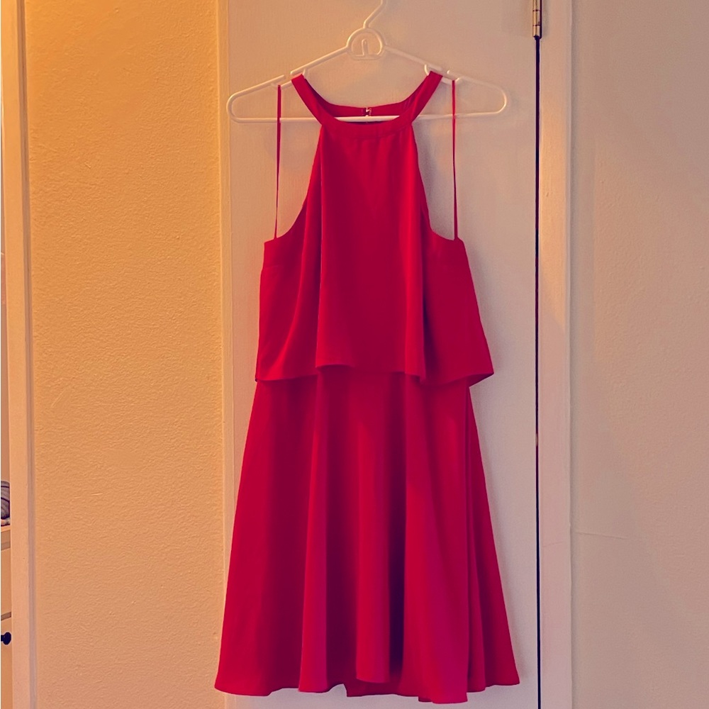 Cute little red cocktail dress by Express, size 10 in good condition.